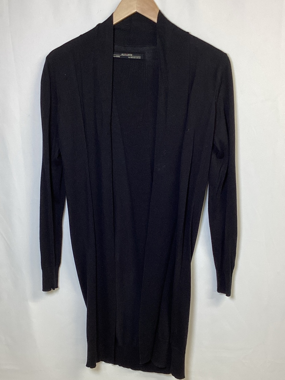 ALL SAINTS Long Open Cardigan Sweater Black Size 4